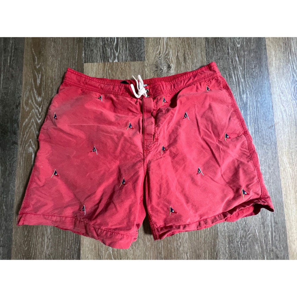 Polo by Ralph Lauren Red Embroidered Flag Swim Trunks